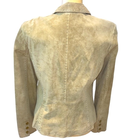 New Frontier sage green 💯 suede jacket/ blazer. Floral lining. Size 10. NWOT. - Picture 3 of 12